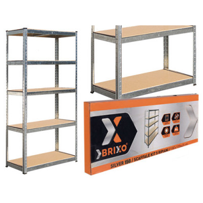 SCAFFALI KIT 5P BRIXO H.180 SILVER 150