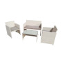 Salotto Valencia White (2 poltrone 1 divano 1 tavolo) Polyrattan - Colore Bianco Cuscini Colore Grigio chiaro