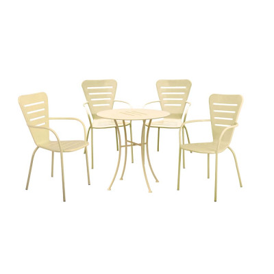 Salotto Ginevra (1 tavolo 4 sedie)               Acciaio - Colore Crema