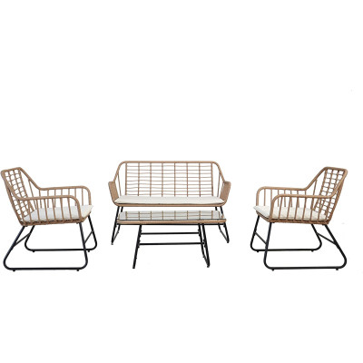 Garden Friend Salotto Cebu in acciaio e polirattan set composto da tavolo
