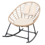 Garden Friend Poltrona A Dondolo Tahiti struttura in acciaio nero seduta in polyrattan naturale con cuscino poggiatesta beige